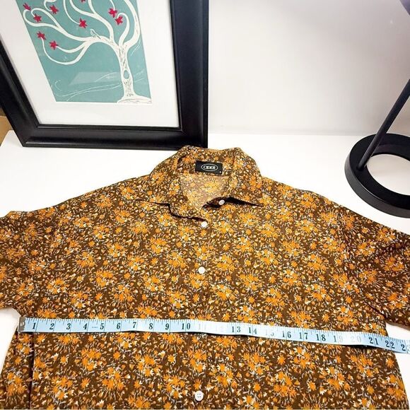 Cider Women's Button-Up Floral Blouse in Brown & Yellow Retro Daisy Print Size S - Picture 5 of 6